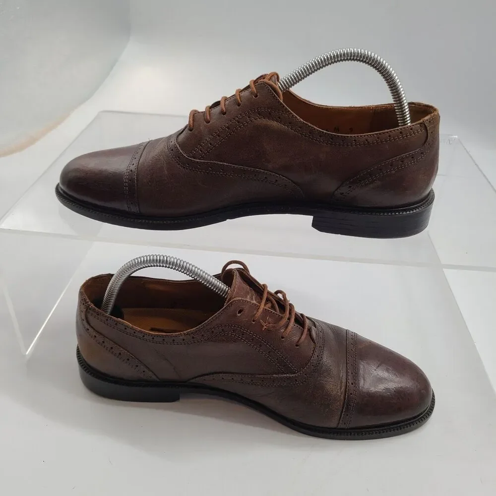 Stanley Blacker Couture Handmade Italy Dress Brown Cap Toe Oxfords 9M Style 526